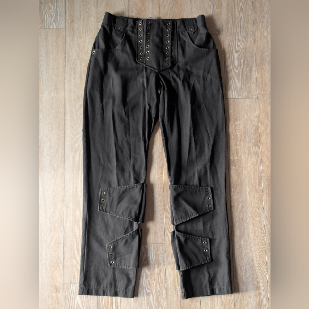 Killstar Black Straight Leg Grommet Detail Pants